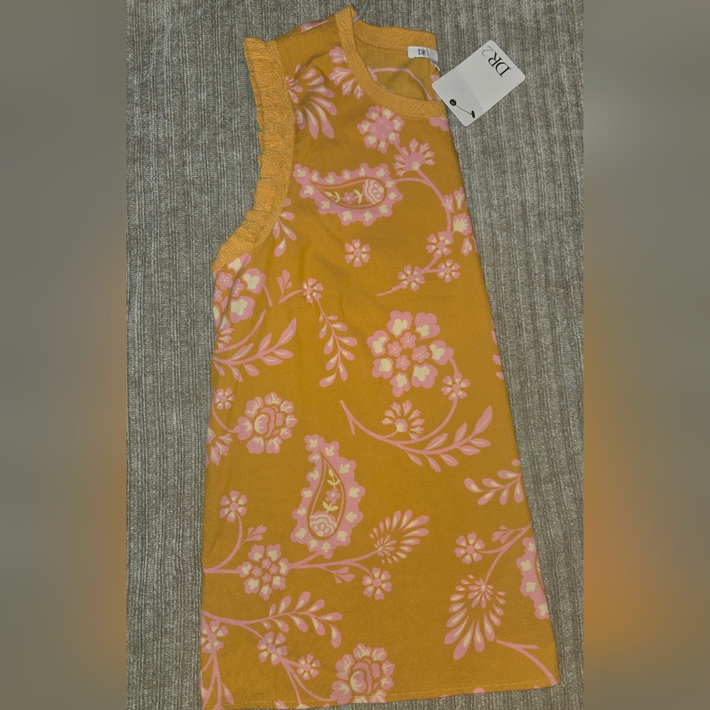 DR2 Pink Floral Paisley on Mustard Tank - Picture 4 of 4
